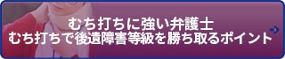 むち打ちに強い弁護士
むち打ちで後遺障害等級を勝ち取るポイント